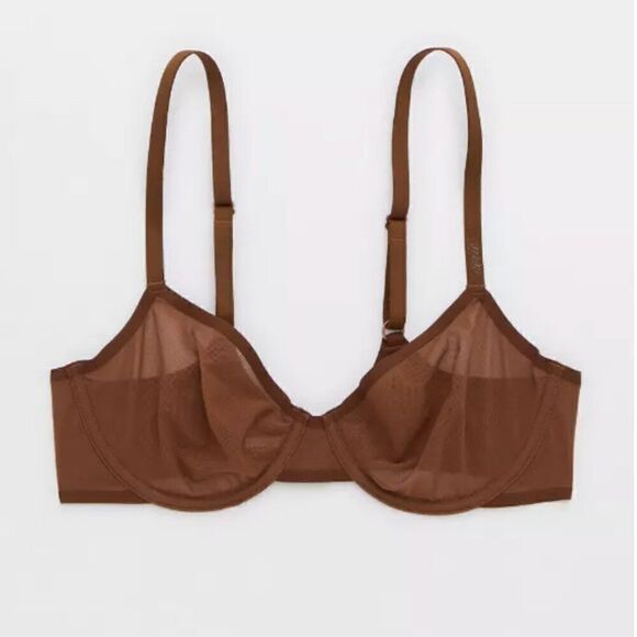 SMOOTHEZ by Aerie Mesh Unlined Bra Balconette Brown NWT - Picture 1 of 9